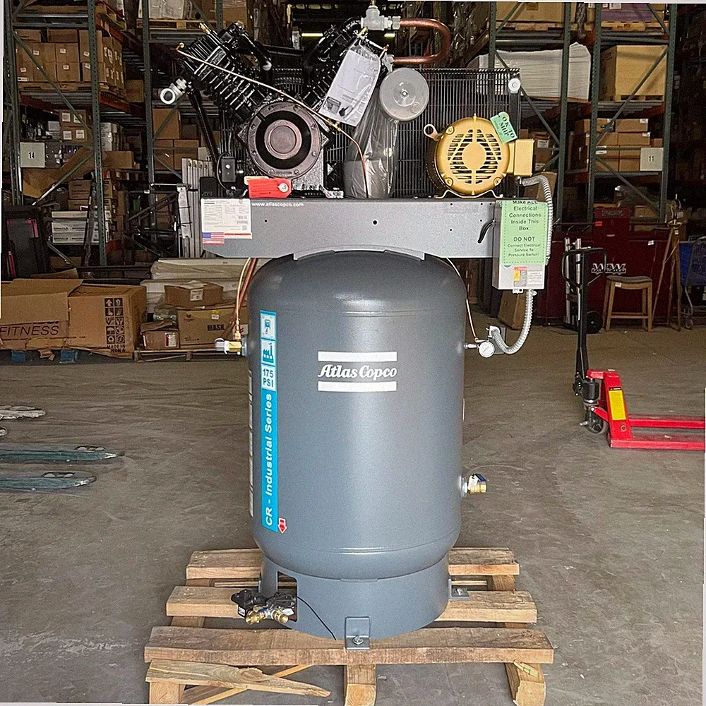 ATLAS Copco Air Compressor Vertical Tank-mounted 120 Gal. 1CR10TS120V23V3IS, Gre
