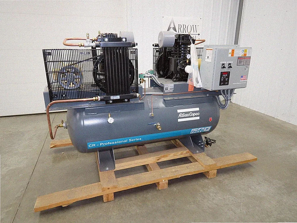 Atlas Copco CR5 Reciprocating Duplex Air Compressor 35CFM 5HP 230V 3Ph 120 Gal