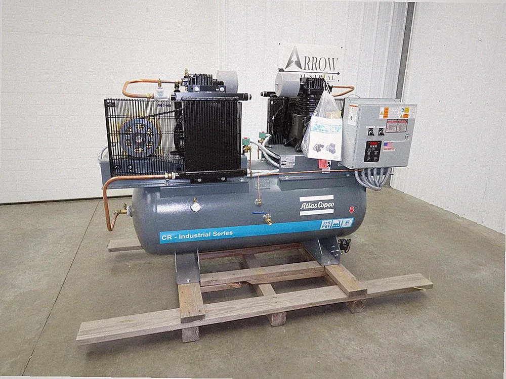 Atlas Copco CR7.5 Reciprocating Duplex Air Compressor 51CFM 7.5HP 3Ph 120 Gal