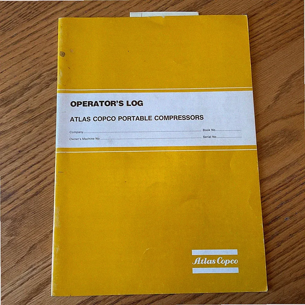 Atlas Copco PORTABLE AIR COMPRESSOR USER OPERATOR’S LOG GUIDE BOOK pn 2934001400