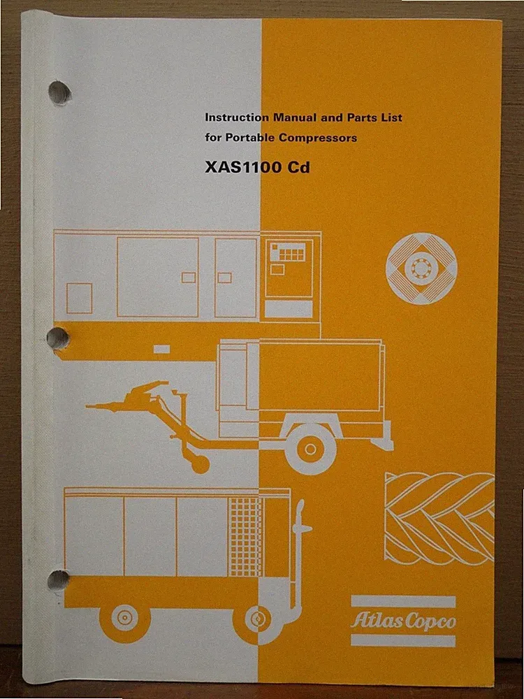 OEM Atlas Copco XAS1100 Cd Portable Air Compressor Instruction Manual Parts List