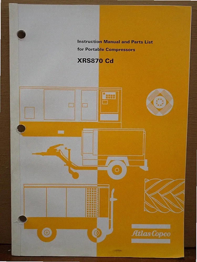 OEM Atlas Copco XRS870 Cd Portable Air Compressor Instruction Manual Parts List